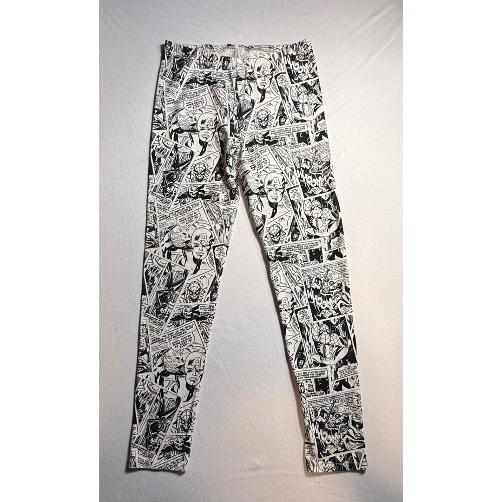 Marvel Comics Womens Large Black White Graphic Print Leggings L-2269